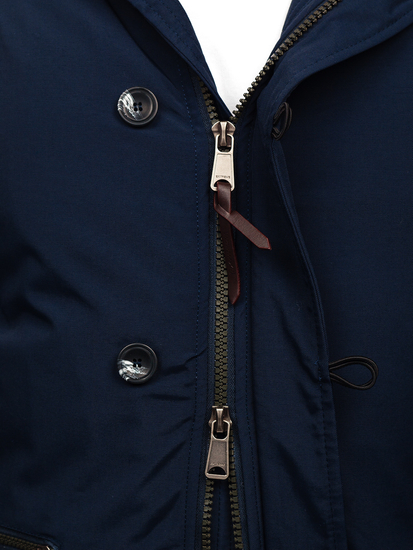 Μπουφαν ανδρικο χειμωνιατκο τυπου παρκα ναυτικο μπλε Bolf 1795 