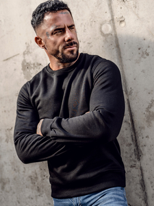 Μαύρο ανδρικό φούτερ χωρίς κουκούλα Bolf 2001A