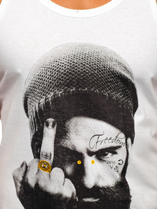 Λευκο μπλουζακι tank top τυπου μποξερ με σταμπα Bolf 14842