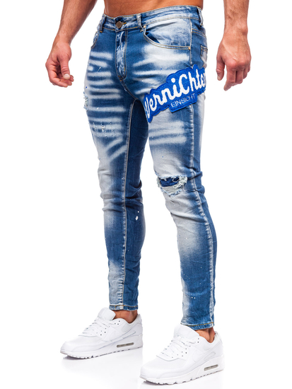 Μπλε μαρέν ανδρικό τζιν παντελόνι slim fit Bolf BC1068