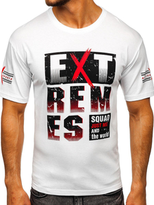 Λευκό T-shirt ανδρικό με στάμπα Bolf 14312