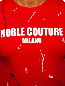 Κόκκινο βαμβακερό ανδρικό t-shirt με στάμπα Bolf MPO3443