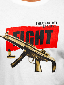 Ανδρικό λευκό βαμβακερό μπλουζάκι Bolf 14709