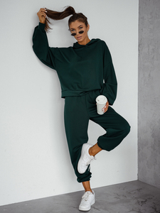 Γυναικεία αθλητική φόρμα 2 τεμαχίων με κουκούλα από βούτυρο Πράσινο μπουκάλι Bolf 525