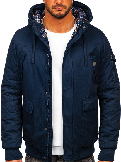 Ναυτικο μπλε χοντρο μπουφαν ανδρικο χειμερινο βαμβακερο Bolf 1890