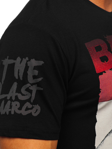 Μαυρο T-shirt ανδρικο με εφαρμογες Bolf 192378