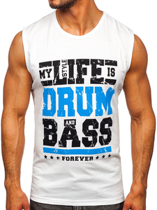 Λευκο μπλουζακι tank top με σταμπα Bolf 14810