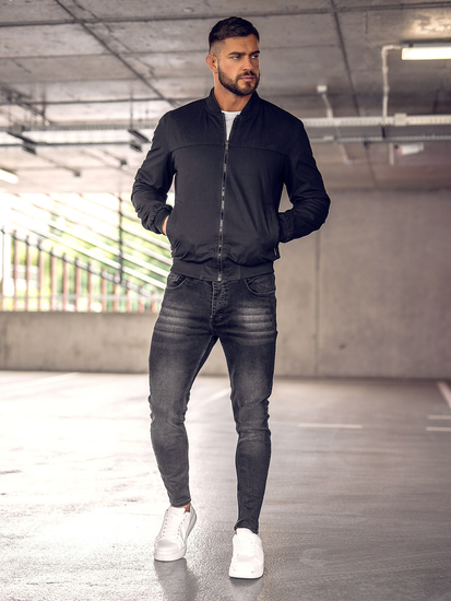 Ανδρικό αναστρέψιμο ελαφρύ μπουφάν Bomber Μαύρος Bolf 84M3005A