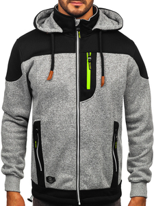 Γκρι ανδρική μπλούζα-μπουφάν με κουκούλα Bolf TC1262