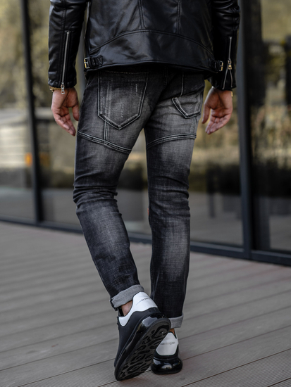 Μαύρο ανδρικό τζιν παντελόνι regular fit Bolf MP0047N