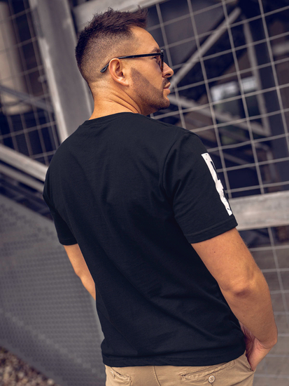 Μαύρο ανδρικό t-shirt με τύπωμα Bolf 1180A