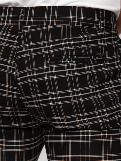 Μαύρο ανδρικό καρό υφασμάτινο παντελόνι Bolf 184166