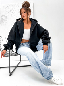 Γυναικεία ζεστή μπλούζα με κουκούλα σε σχήμα πεταλούδας Μαύρος Bolf 821112