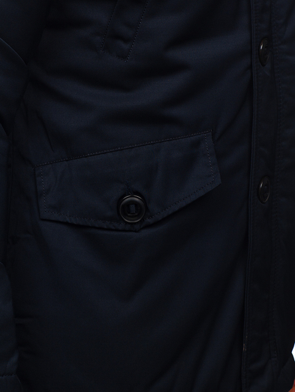 Ναυτικο μπλε μπουφαν ανδρικο χειμωνιατικο παρκα Αλασκα Bolf JK355