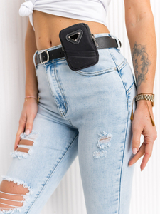 Μπλε παντελονι τζιν γυναικειο Push Up με ζωνη με φακελακι Bolf A20-2A