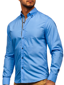Μπλε ανδρικό μακρυμάνικο πουκάμισο Bolf 20715