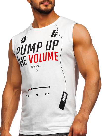 Λευκο μπλουζακι tank top με σταμπα Bolf 14815